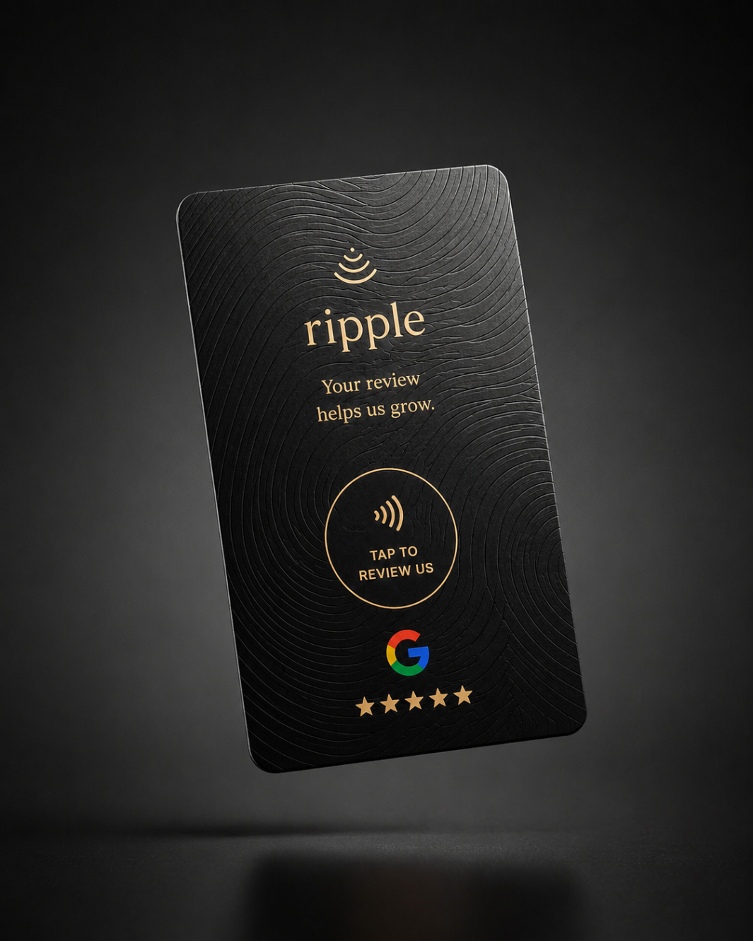 Ripple review card floating on dark background